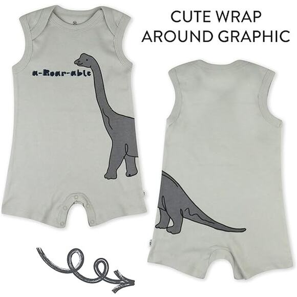 New 2-Pack HonestBaby Boys 12 Months Short Sleeve Tank Organic Cotton Rompers - Picture 4 of 7